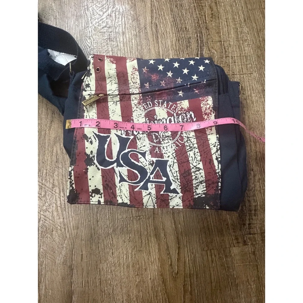 Robin Ruth Washington DC USA Messenger Bag American Flag Canvas Crossbody NEW